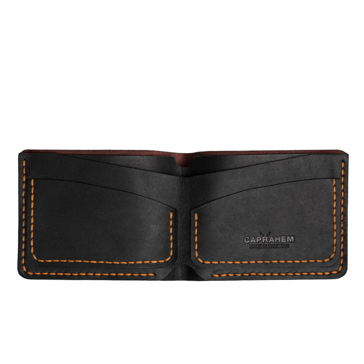 Caprahem Bifold Wallet BW-07 in brown handmade leather — angled 3/4 view