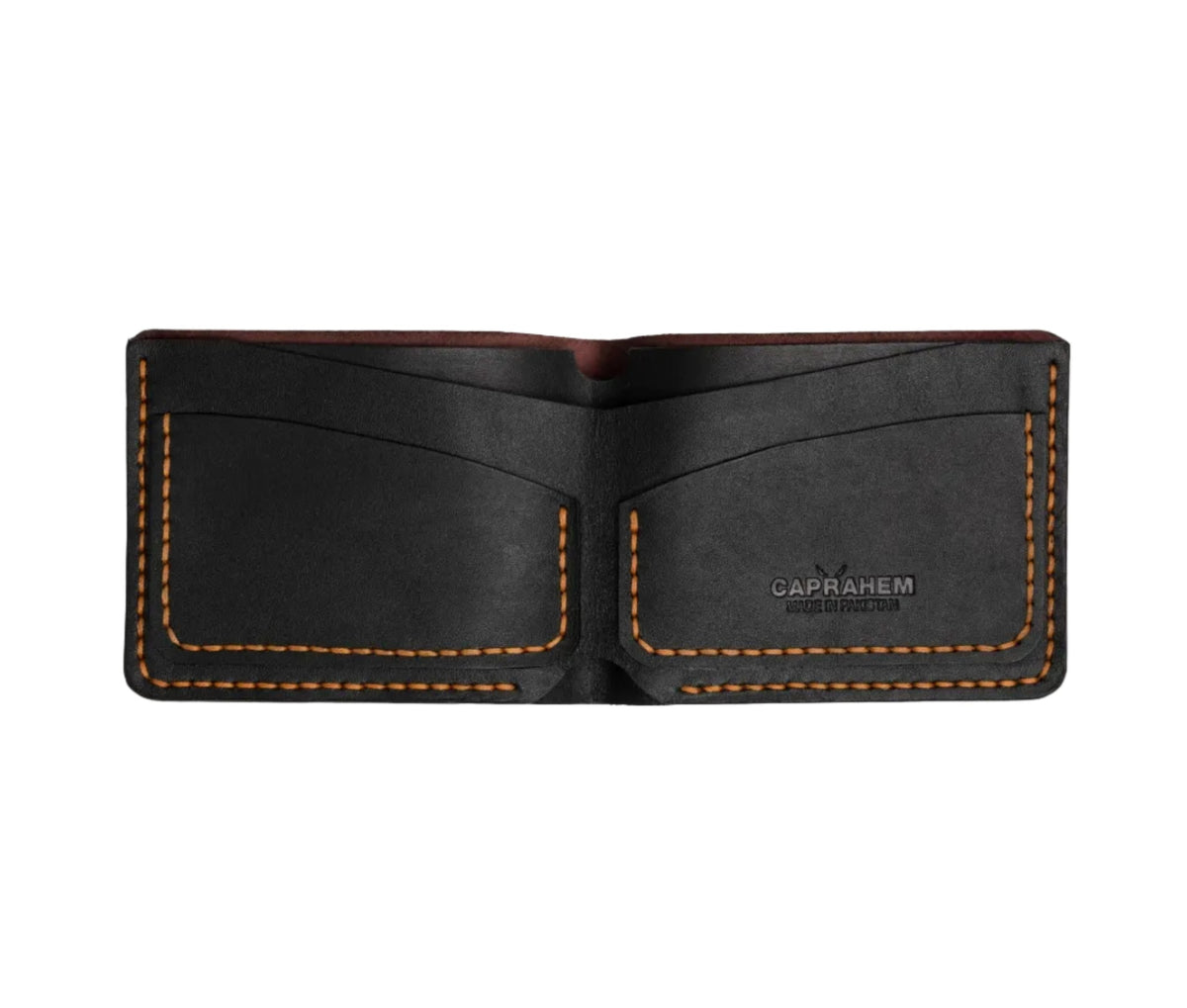 Caprahem Bifold Wallet BW-07 in brown handmade leather — angled 3/4 view