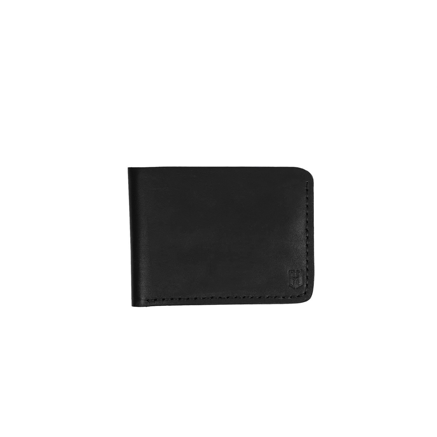 Caprahem Bifold Wallet BW-05 in black handmade leather — side profile