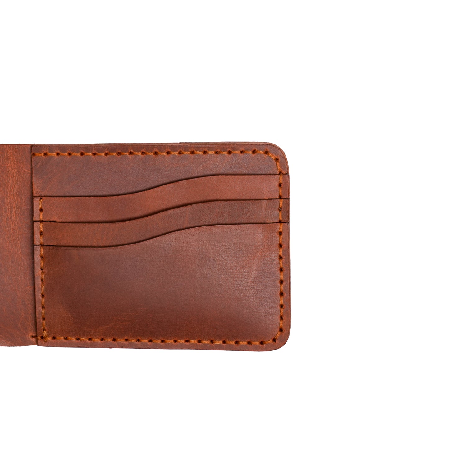 Caprahem Bifold Wallet BW-01 in crazy horse tan handmade leather — front view