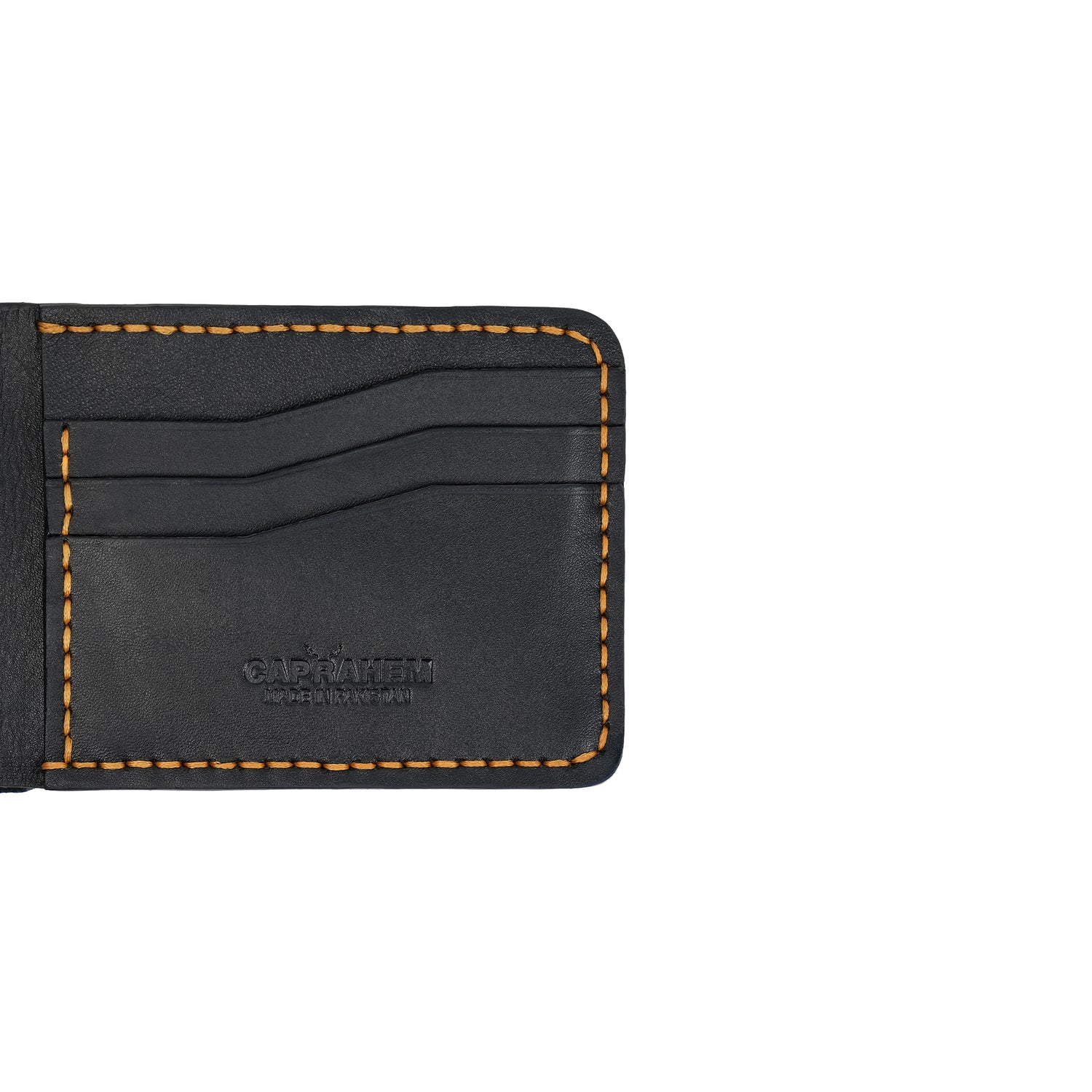 Caprahem Bifold Wallet BW-01 in crazy horse tan handmade leather — alternate angle
