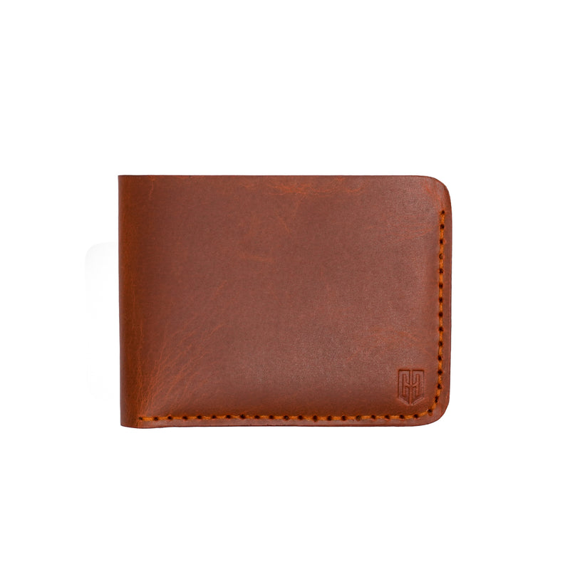 Caprahem Bifold Wallet BW-01 in crazy horse tan handmade leather — side profile