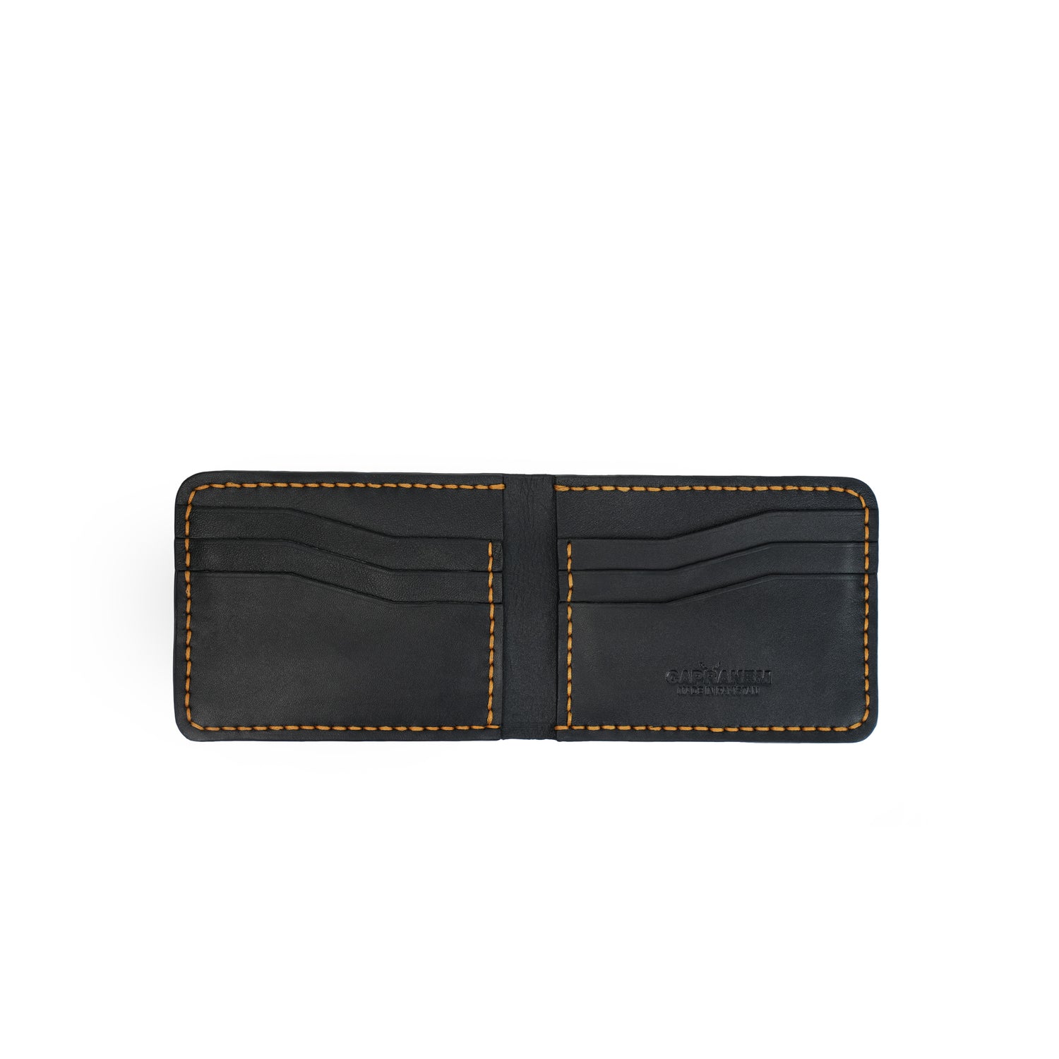 Caprahem Bifold Wallet BW-01 in crazy horse tan handmade leather — detail view