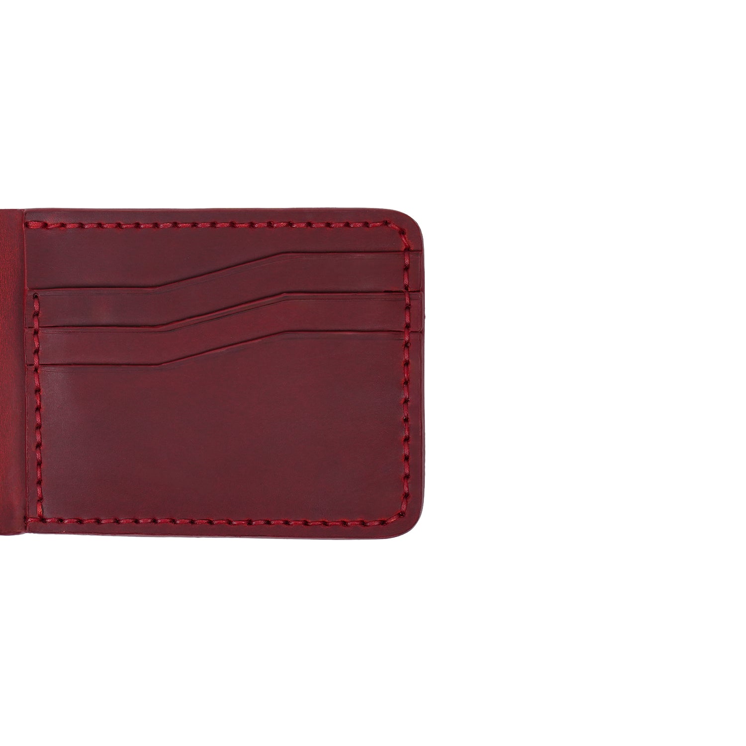 Caprahem Bifold Wallet BW-01 in burgundy handmade leather — front view