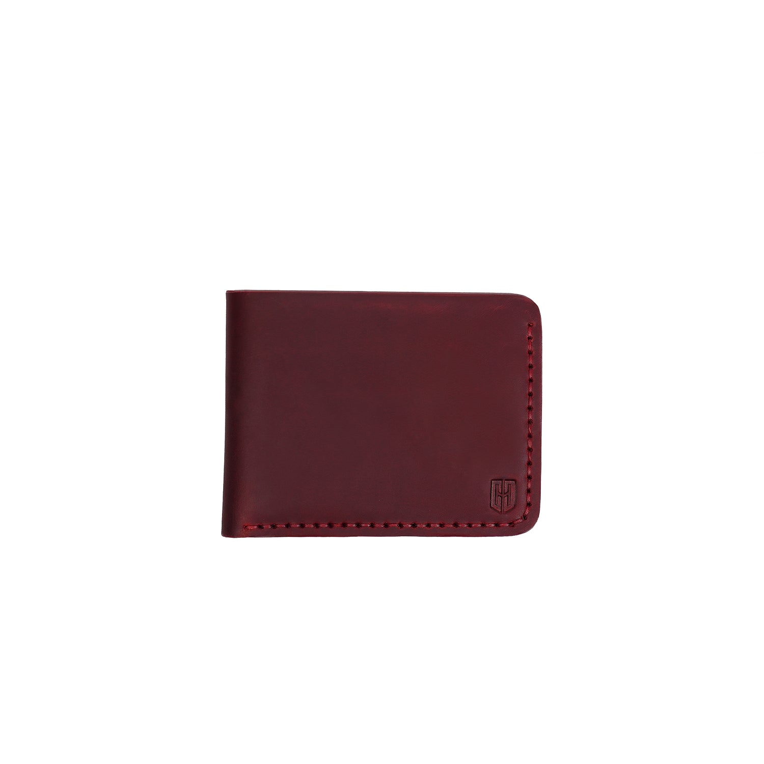 Caprahem Bifold Wallet BW-01 in burgundy handmade leather — side profile