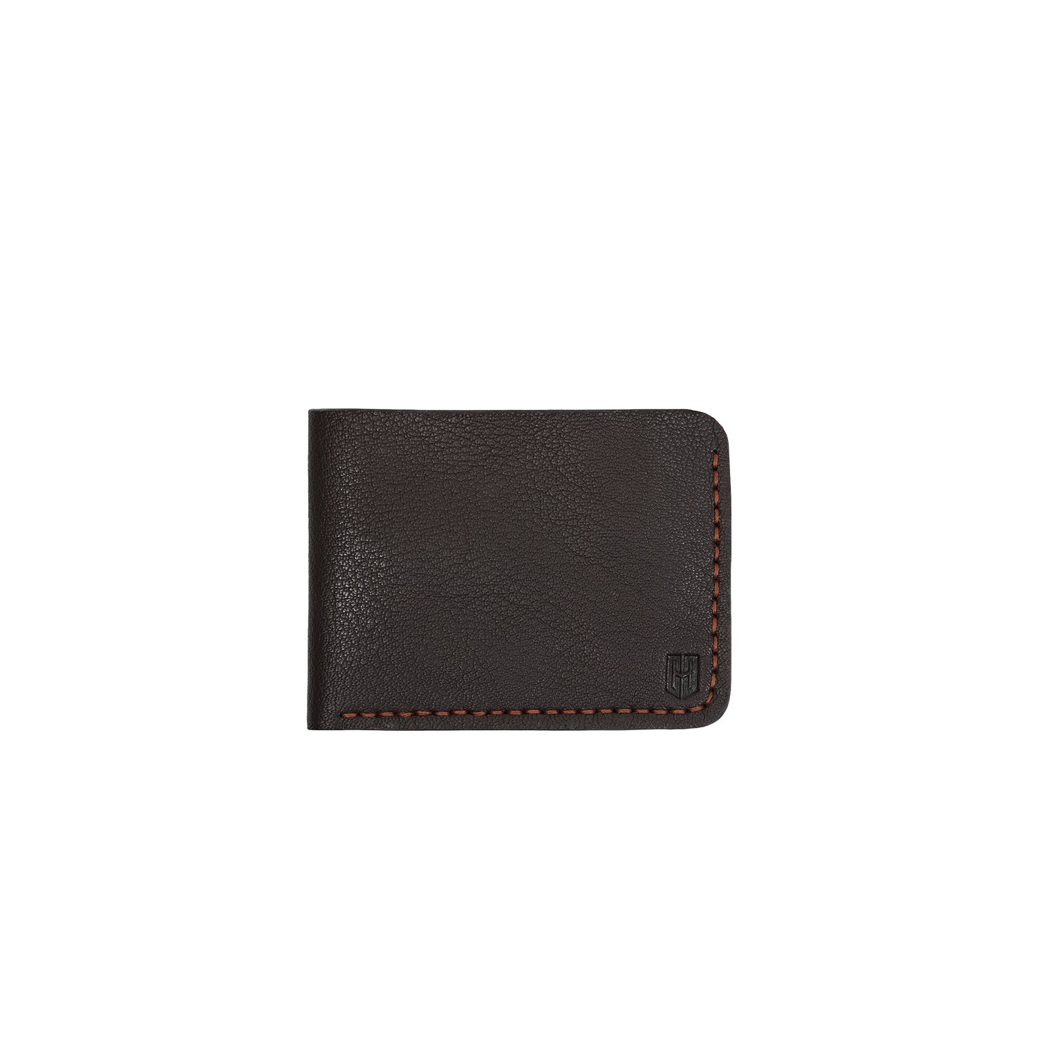 Caprahem Bifold Wallet BW-01 in dark brown handmade leather — angled 3/4 view