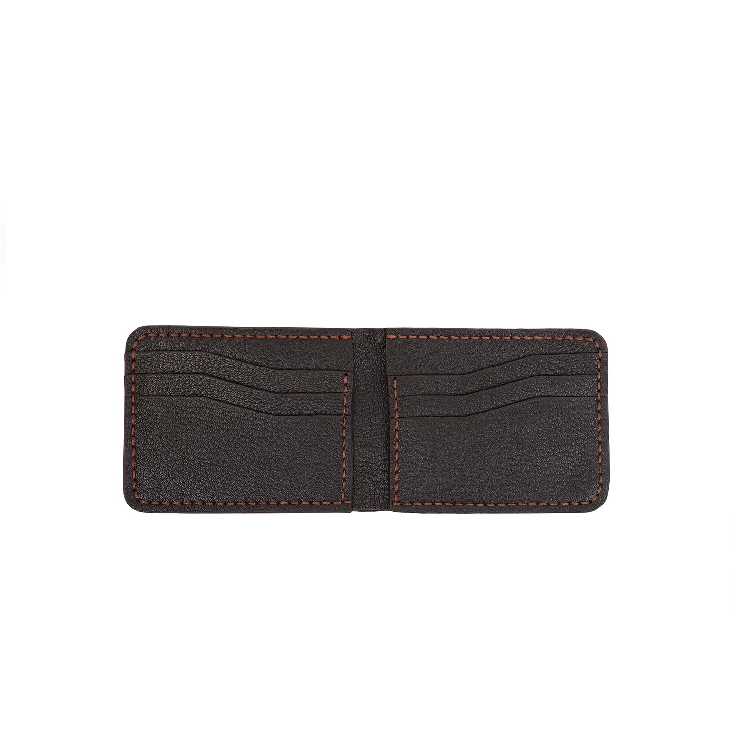 Caprahem Bifold Wallet BW-01 in dark brown handmade leather — side profile