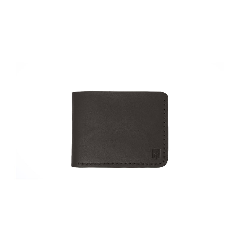 Caprahem Bifold Wallet BW-05 in black handmade leather — close-up of leather texture and stitching