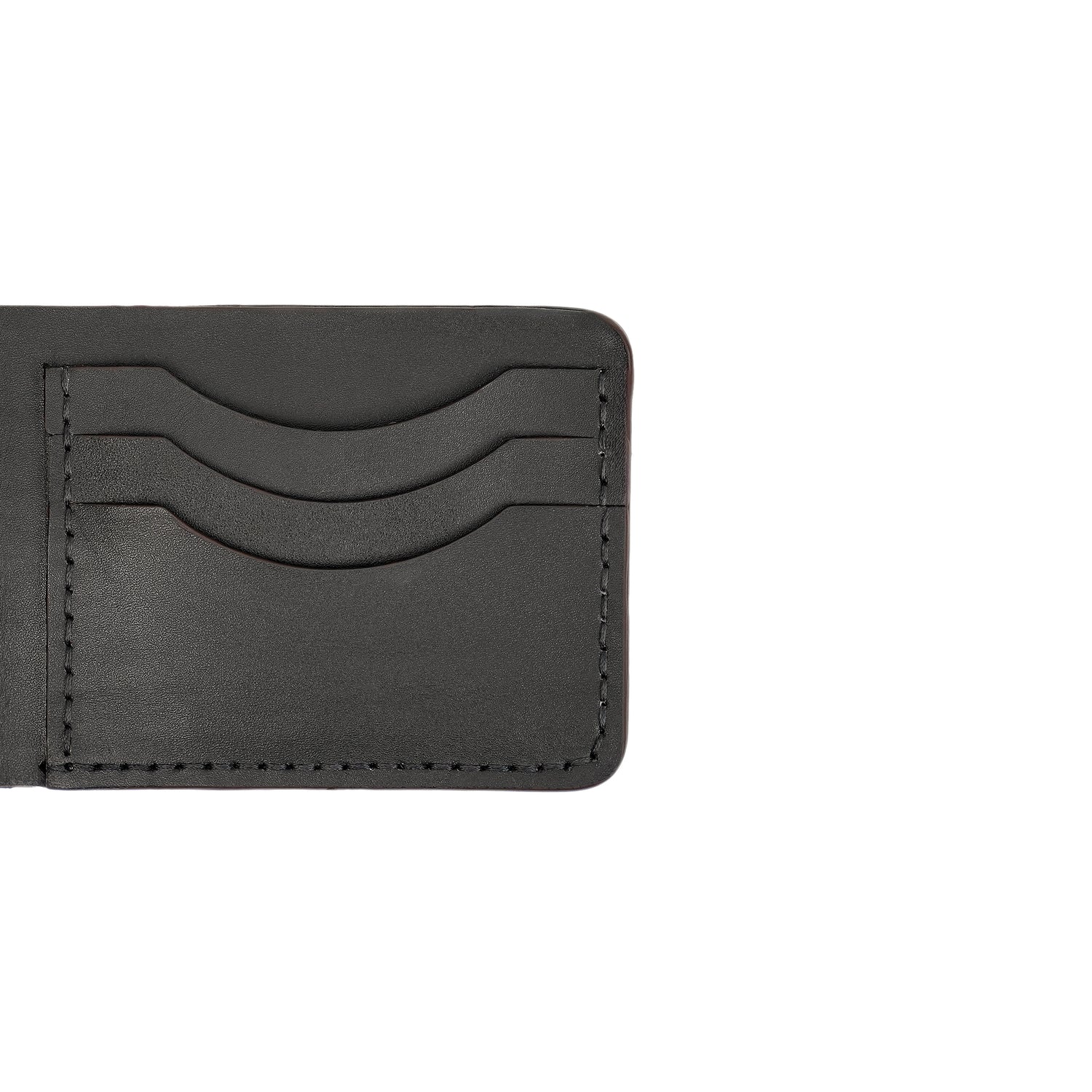 Caprahem Bifold Wallet BW-05 in black handmade leather — detail view