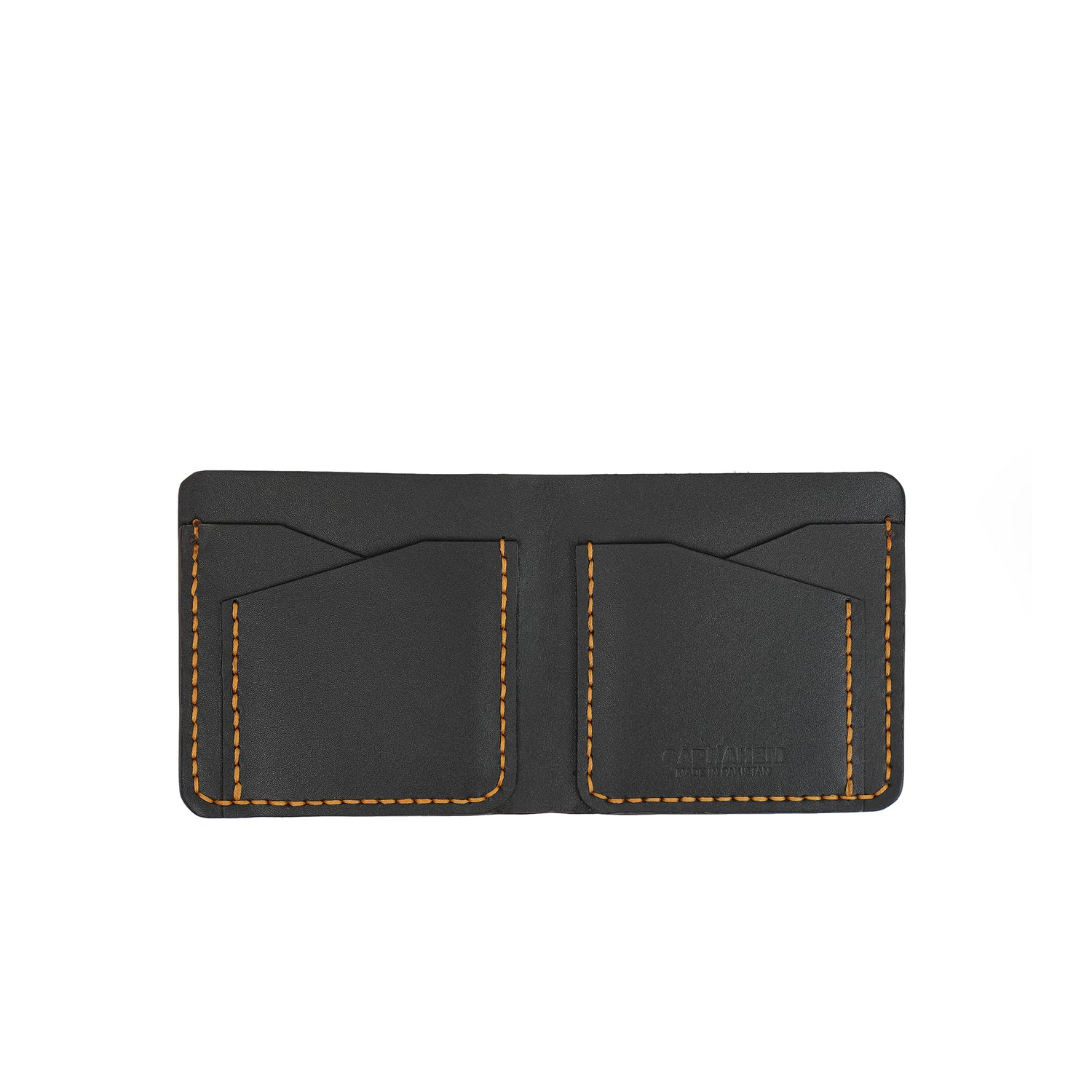 Caprahem Bifold Wallet BW-04 in tan brown handmade leather — close-up of leather texture and stitching