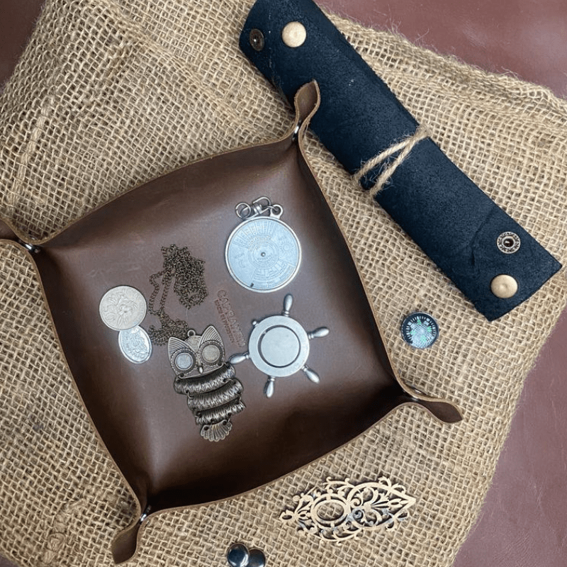 Handmade Leather Gadget Tray - GT-01