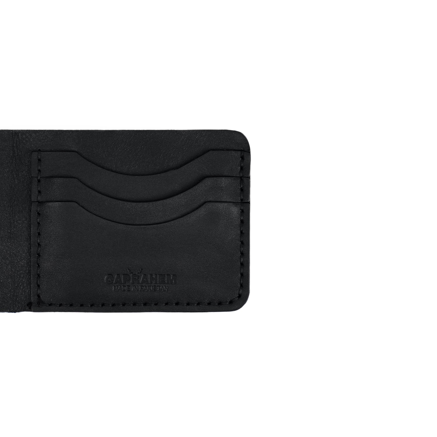 Caprahem Bifold Wallet BW-05 in black handmade leather — front view