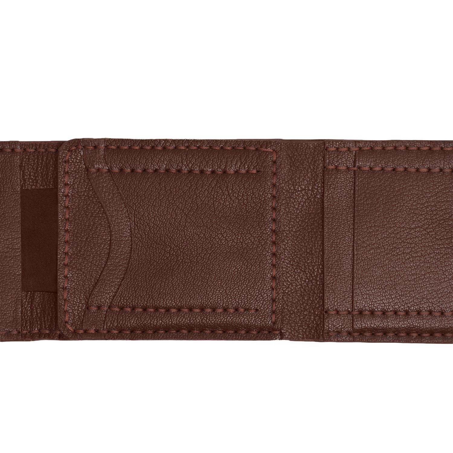 Caprahem Bifold Wallet BW-02 in black handmade leather with orange contrast stitching — side profile