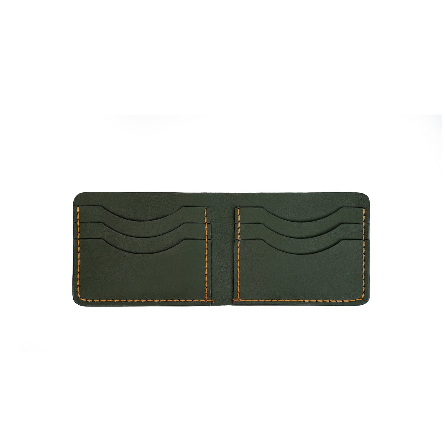Caprahem Bifold Wallet BW-05 in olive green handmade leather — side profile
