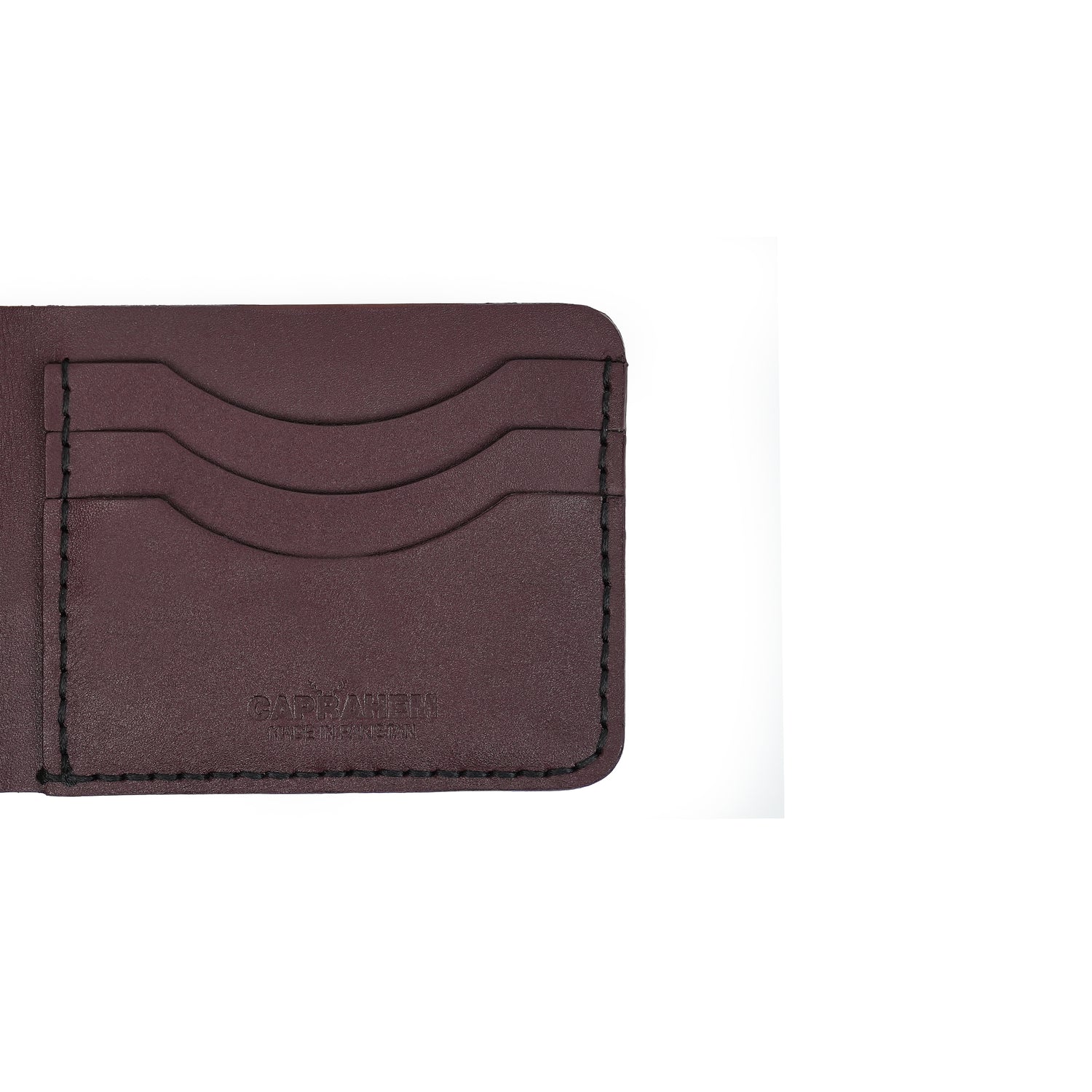 Caprahem Bifold Wallet BW-05 in burgundy handmade leather — front view