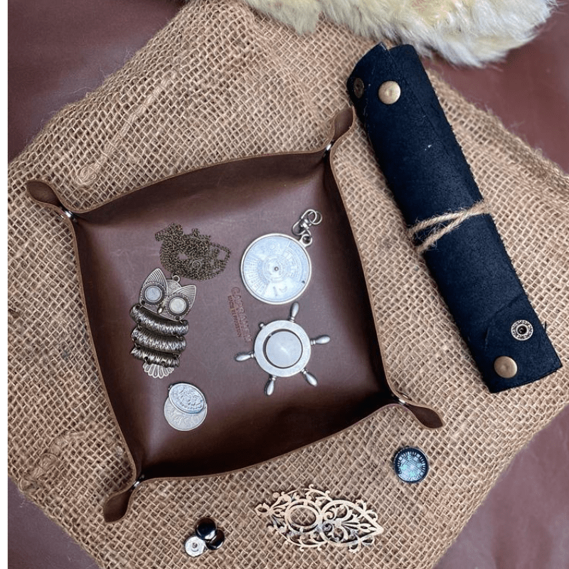 Handmade Leather Gadget Tray - GT-01