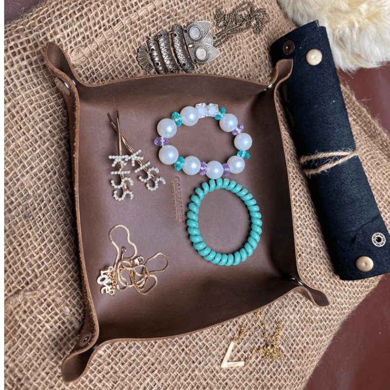 Handmade Leather Gadget Tray - GT-01