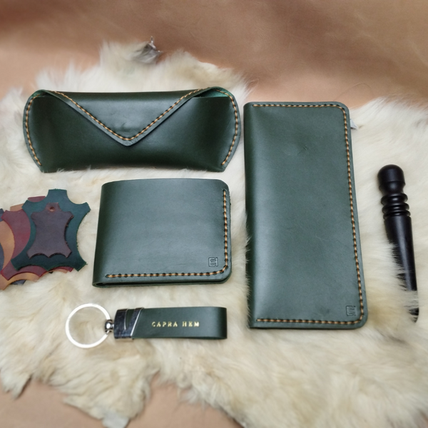 Leather Gift Box Green Set