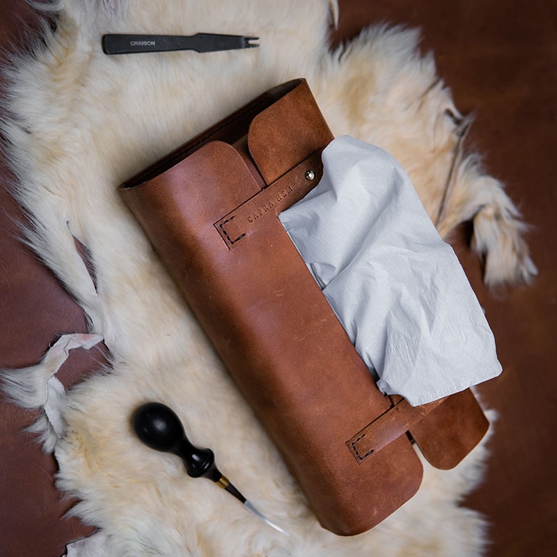 Tissue Box Cover [ Handmade Leather Case ] - TB-01