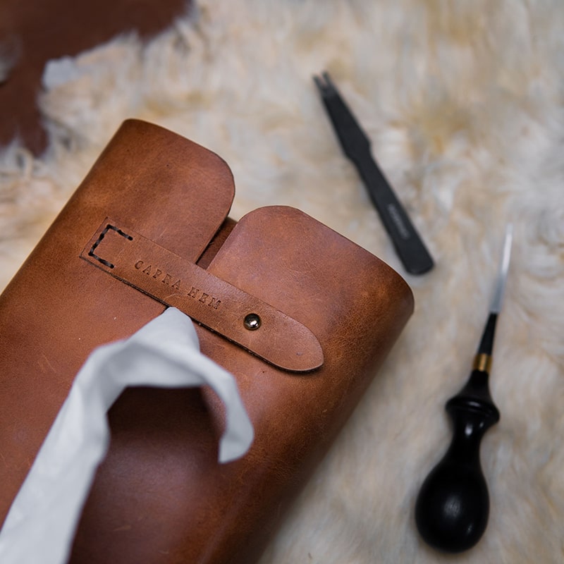Tissue Box Cover [ Handmade Leather Case ] - TB-01