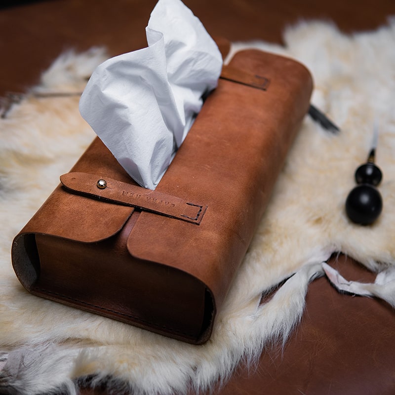 Tissue Box Cover [ Handmade Leather Case ] - TB-01